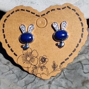 Blue and Silver Bunny Earrings